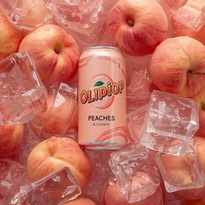 Ultra-realistic Product Photo of Peach Soda Can