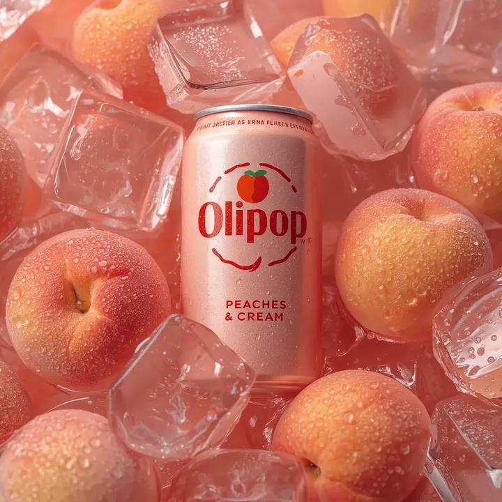 Ultra-realistic Product Photo of Peach Soda Can