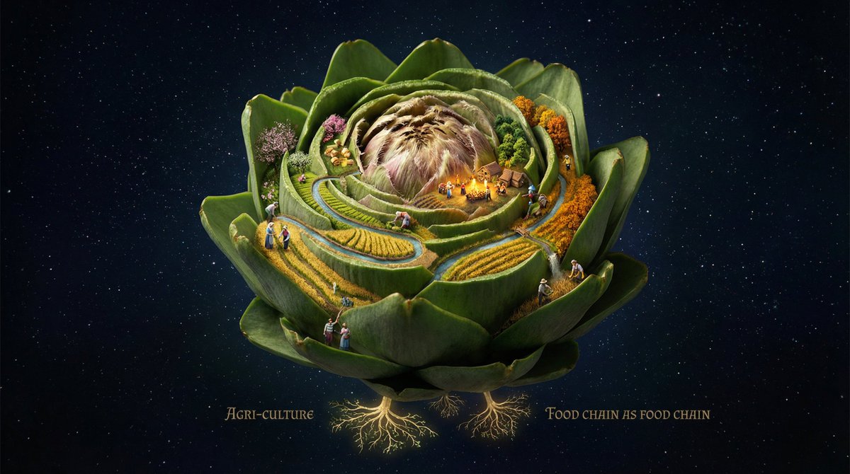 Agricultural Civilization Inside a Sliced Fruit