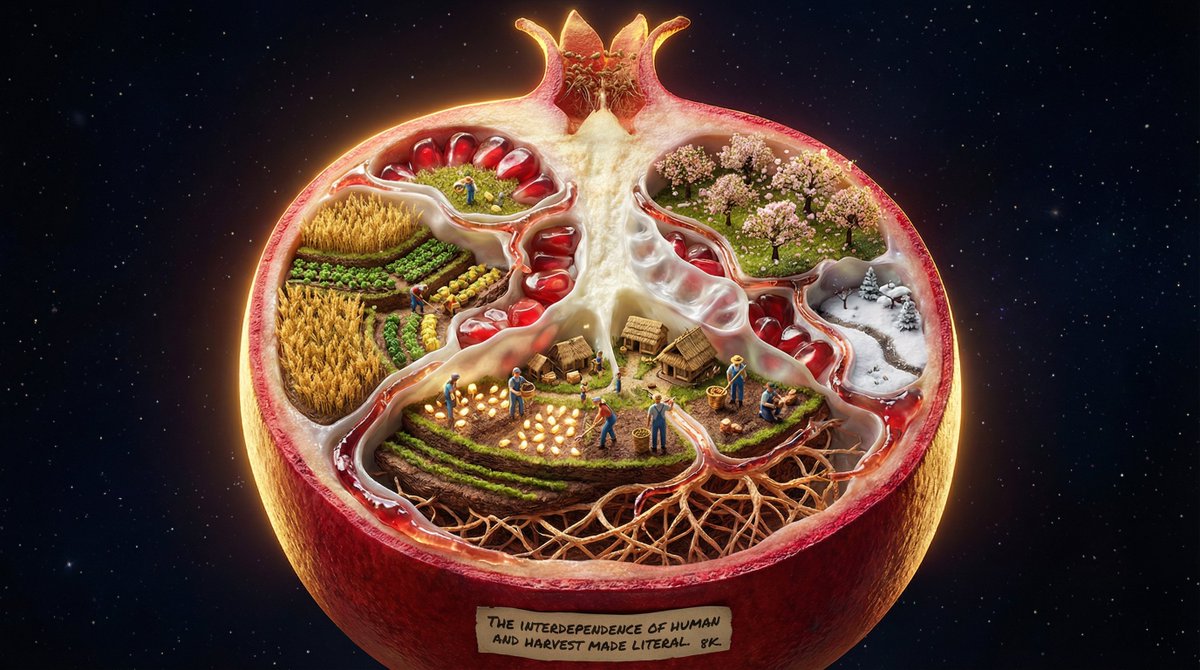 Agricultural Civilization Inside a Sliced Fruit
