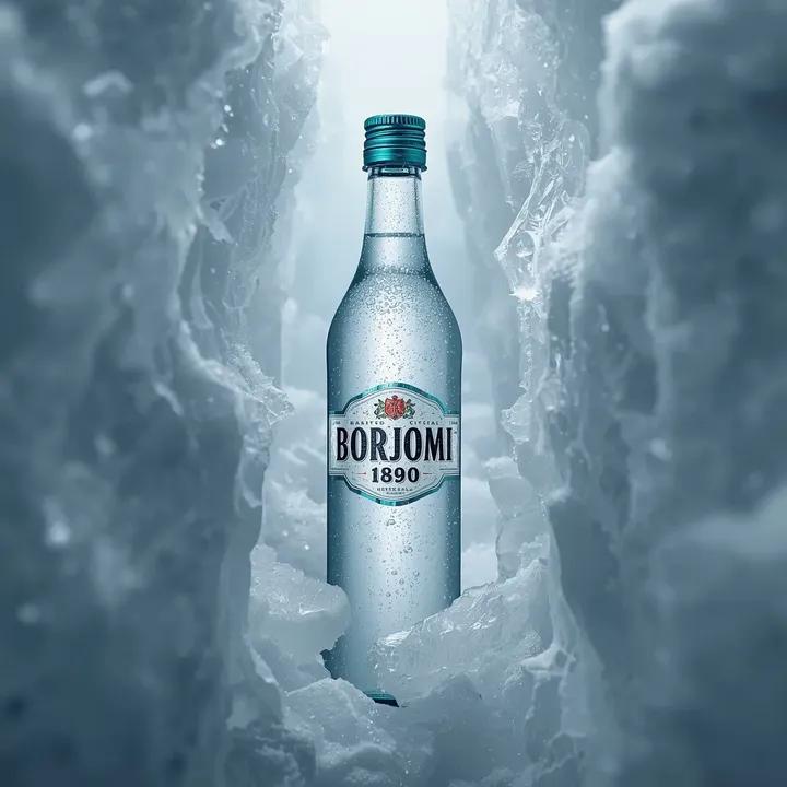 Hyperrealistic Chilled Mineral Water Bottle Product Photo