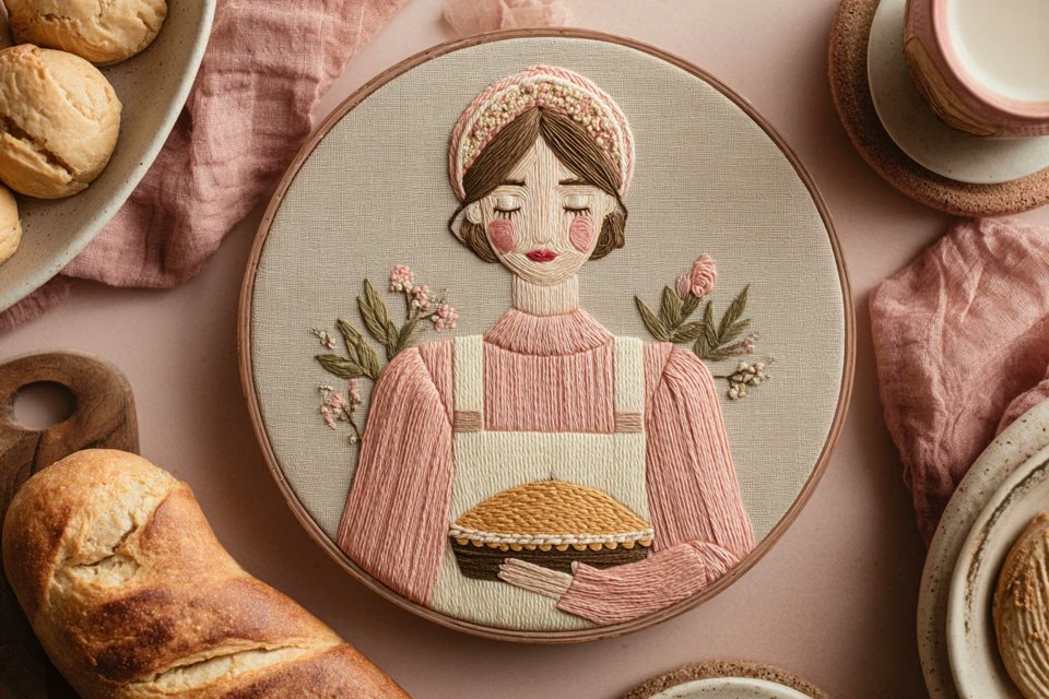 Cozy Cottagecore Embroidery Hoop Art Flatlay