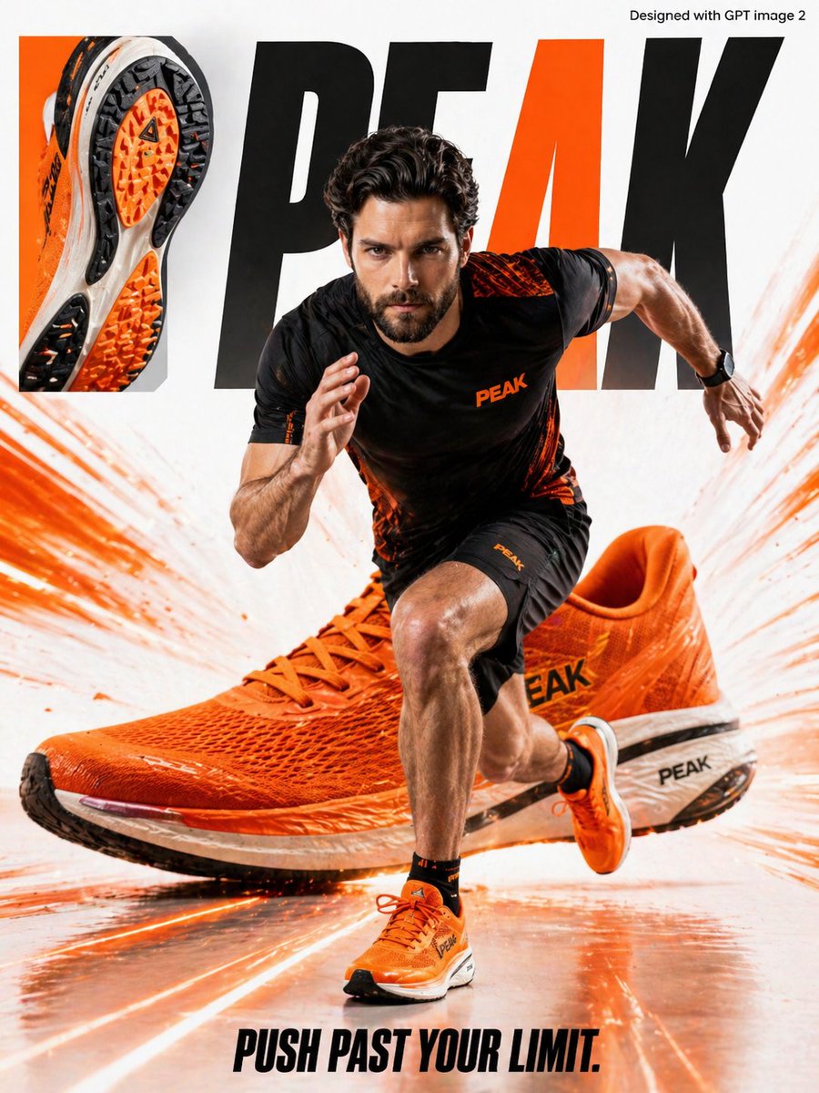 Powerful Athletic Shoe Advertisement for Peak Running Brand