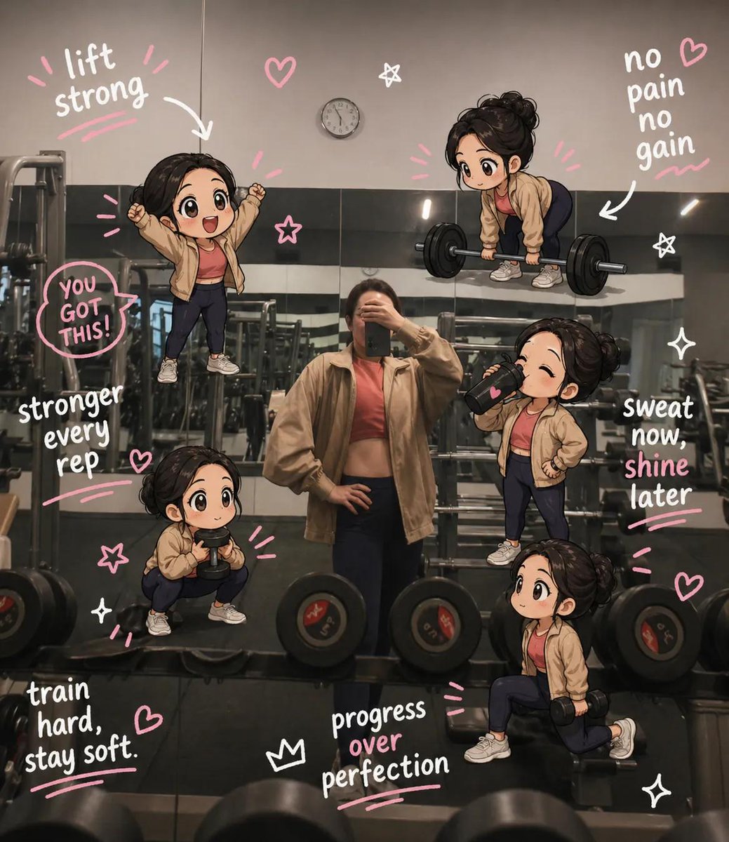 Chibi Gym Doodles: Fun, Energetic Photo Enhancement