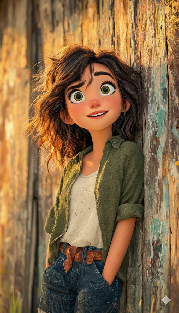 3D Animated Portrait of a Young Woman with Green Eyes