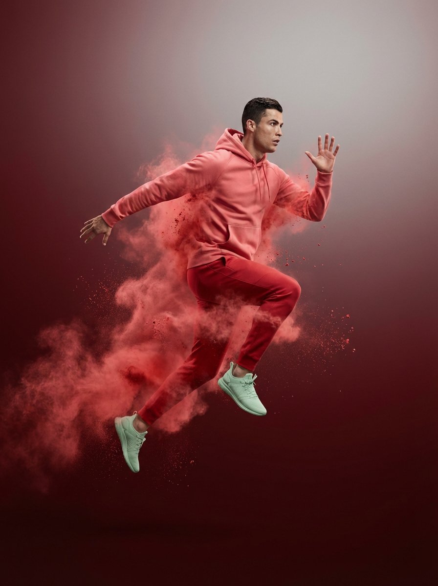 Hyper-realistic Athlete in Yellow Smoke Studio Photo